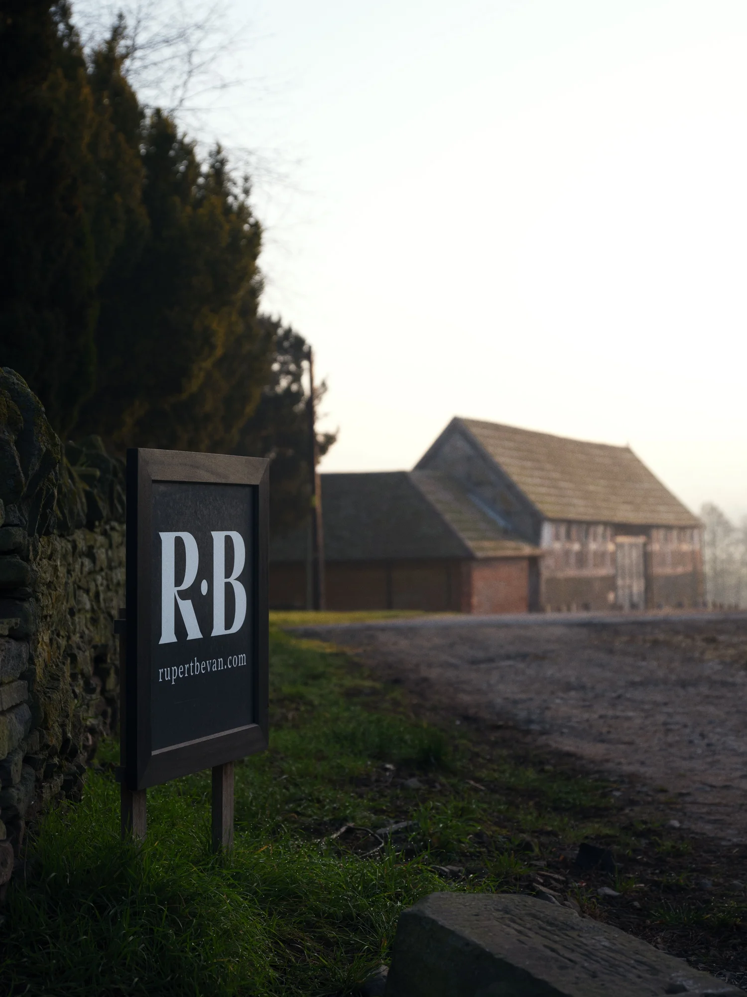 Rupert Bevan workshop entrance in Ludlow - the RB sign marking the path to mastery